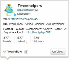 Beispiel einer Twitter Hovercard