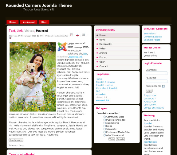 RoundedCorners Joomla! Theme Screenshot