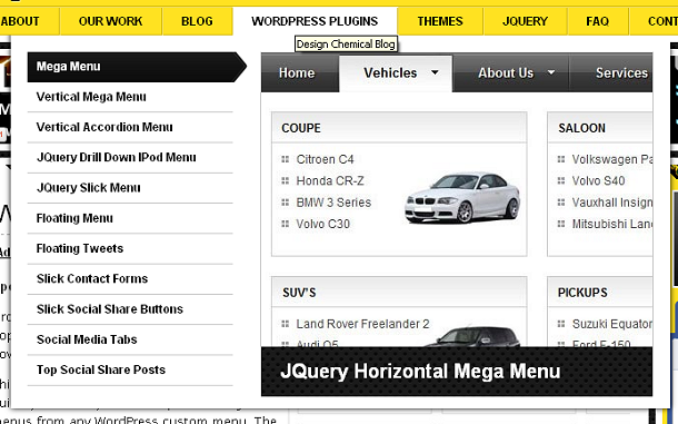 WordPress Plugin – jQuery Drop Down Mega Menu