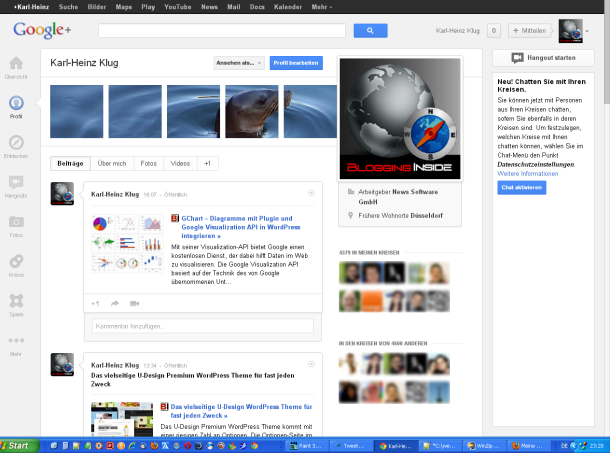 Neues Google Plus Design - Hier die Profilseite