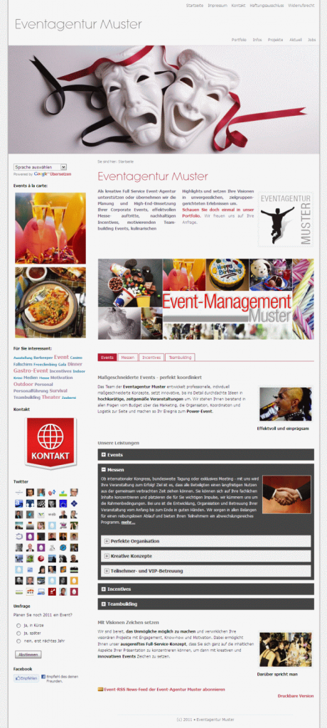 Eine web to date 8 Beispiel Website