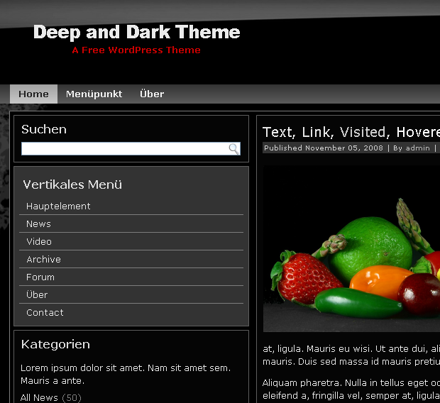 Deep Dark WordPress Theme