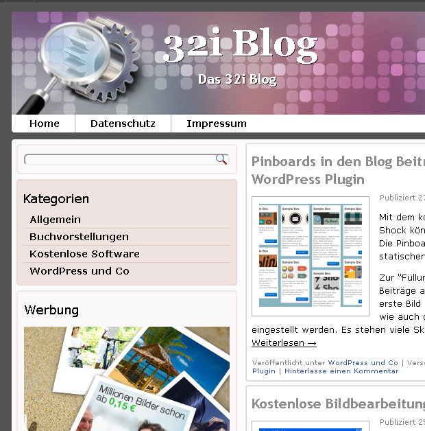 32i Blog WordPress Theme Ausschnitt