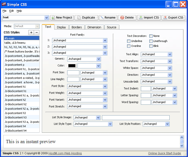 Simple CSS Editor