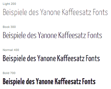 Beispiel des Yanone Kaffeesatz Fonts