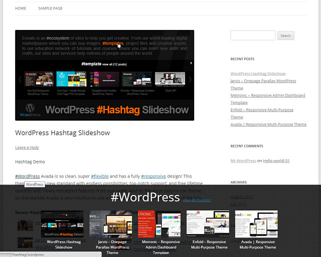 WordPress Hash Tag Slideshow