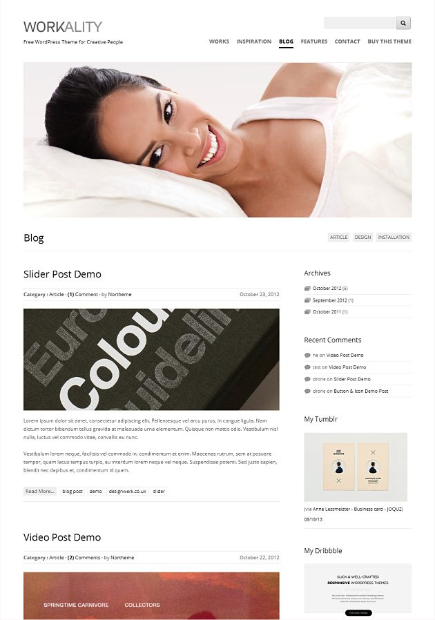 Workality Blog Layout mit Sidebar und Slider